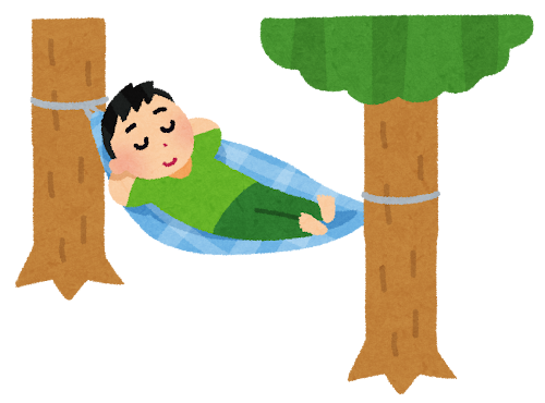 ハンモックで寝るイラスト